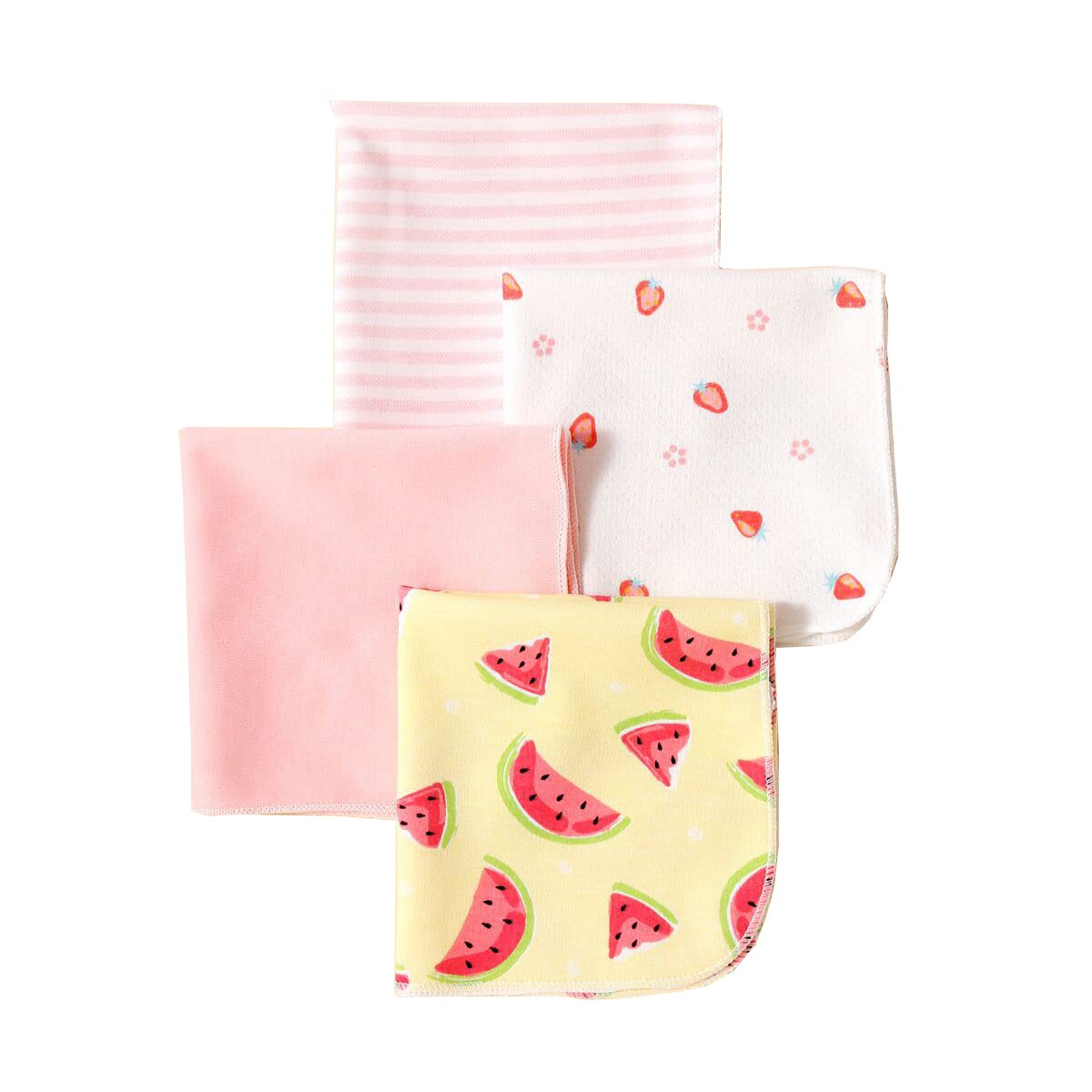 CuteOn 4 PCS Reusable Newborn Baby Washcloth Feeding Wipe Cloth Mini Baby Towels for Sensitive Skin Yellow 11.02" x 11.02"
