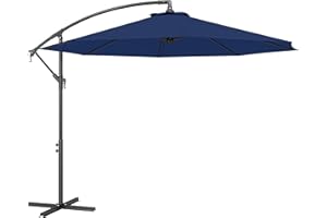 Outsunny 10' Deluxe Patio Umbrella, Outdoor Market Parasol, Banana Hanging Offset Sunshade with Crank, Cross Base