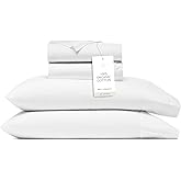 BOLL & BRANCH Percale Hemmed Sheet Set - Cooling Breathable Bed Sheets for Hot Sleepers - Queen, White - Luxury 100% Organic Cotton - 1 Flat, 1 Fitted, 2 Pillowcases