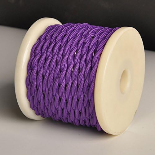 Decoluce Vintage Cable Twisted Cloth Covered Wire,10Meter/32.5Ft,18-Gauge/2-Conductor,DIY Antique Industrial Fabric Electrical Cloth Lamp Cord with UL Certificationfor (Purple) …