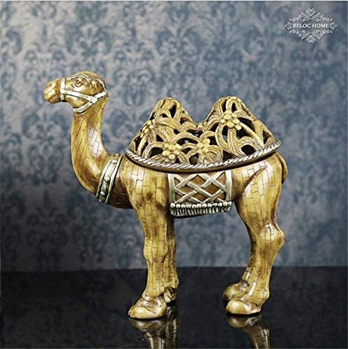 WDDqzf Ornaments Statues Decorations Figurine Sculpture Explosion Resin Crafts Home Decoration Creative Business Gifts Retro Hollow Camel Aroma Jewelry Box