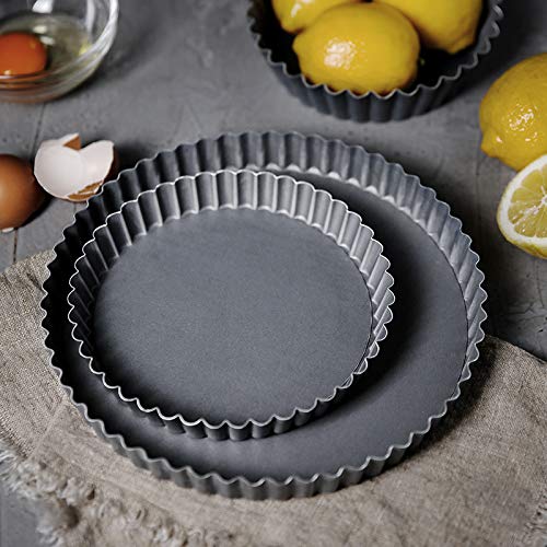 image for Tamicy 2 Pack Tart Pan with Removable Bottom（8.8 Inch & 11 Inch）-R