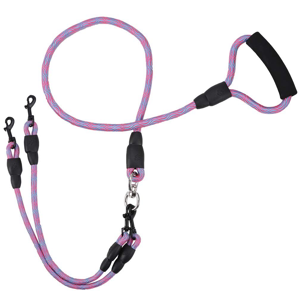 Photo 1 of 1 Pack Double Dog Leads, Nylon Dog Leads Splitter with Soft Handle, No Tangle Dual Leash for 2 Dogs Walking Training, Dogs Lead for Dag Walking and Training Supplies(Pink)