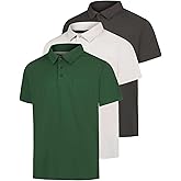 Real Essentials 3 Pack: Men's Short Sleeve Pocket Polo Shirt Dry-Fit Performance Tactical Golf (Available in Big & Tall)