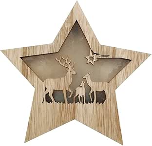 Hankyky - Decoración navideña en Forma de Estrella (Madera), diseño de
