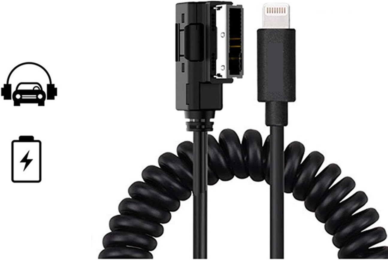 HAIN Aux Media Interface AMI MMI Music Adapter Charge Coiled Cable Compatible for iPXs Xs Max XR for Mercedes Benz (Stretched Length 2 Meters)