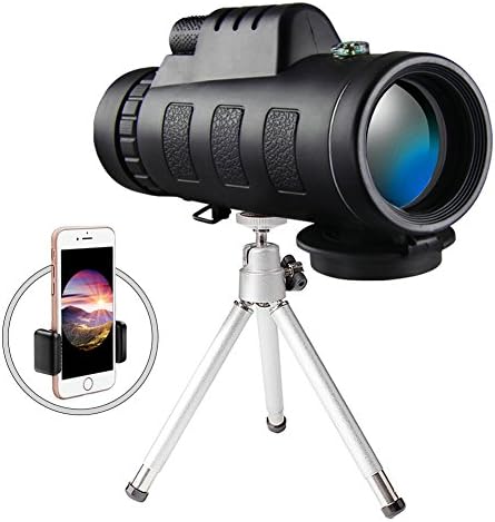 High Power Monocular Telescope Scope for Adults Bird Watching Hunting Camping Hiking Traveling With Smartphone Mount Adapter and Tripod (Black)