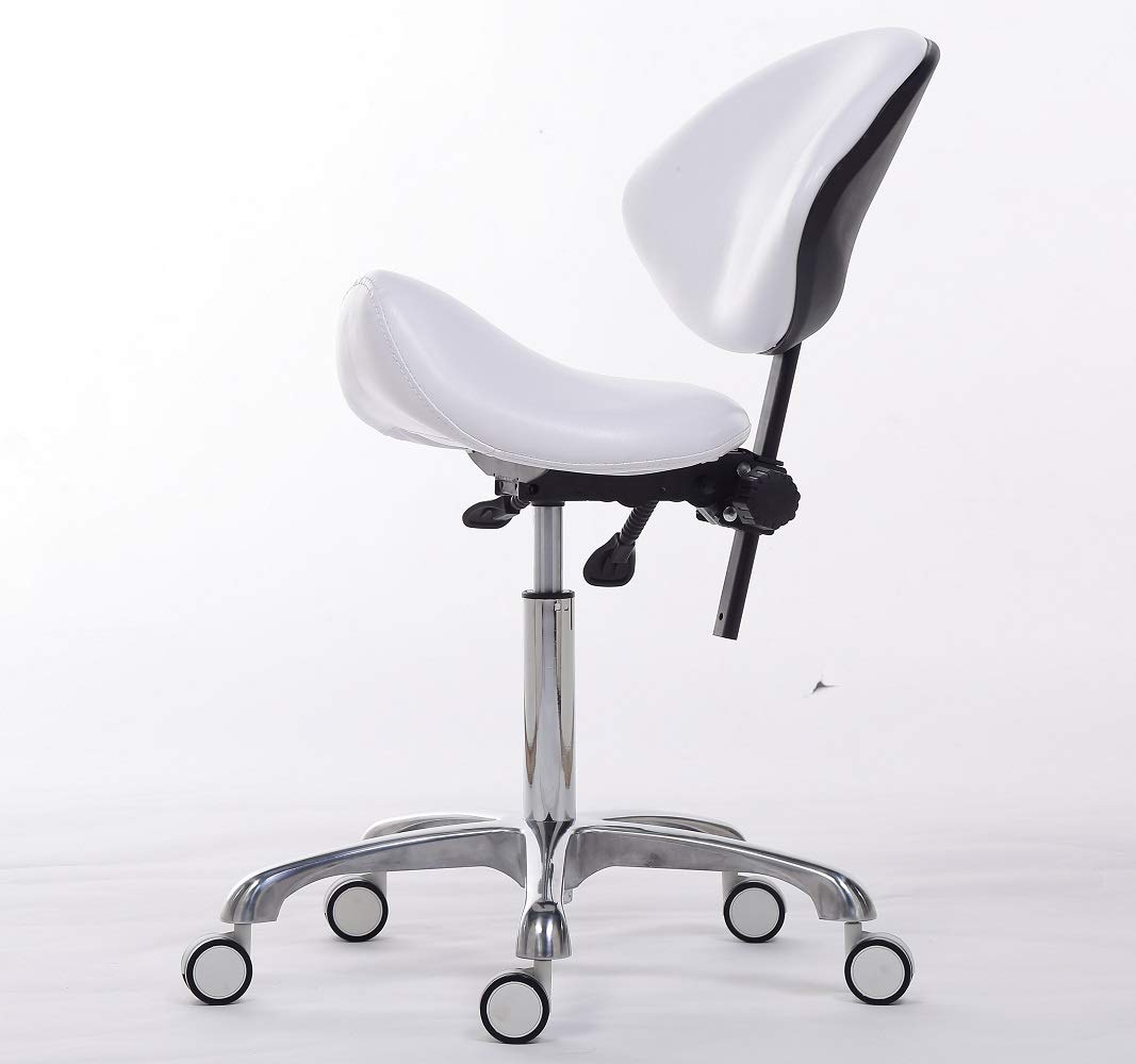 FRNIAMC Hydraulic Saddle Rolling Adjustable, Heavy-Duty (350 lbs) Stool Chair for Beauty Salon Massage Dental Clinic Home Office Use (Black): Kitchen & Dining