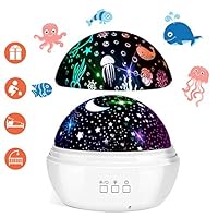 Star Projector, FishOaky 3 in 1 Star Ocean Night Light Projector 360°Rotating 8 Colors Mode Night Lights with USB Cable, Popular Gifts for Kids Birthday Christmas，Toy for 3 4 5-10 Years Old Boy Girl