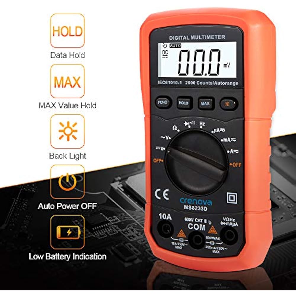 MS8233D AutoRanging Multi Testers Digital Multimeter Home Measuring