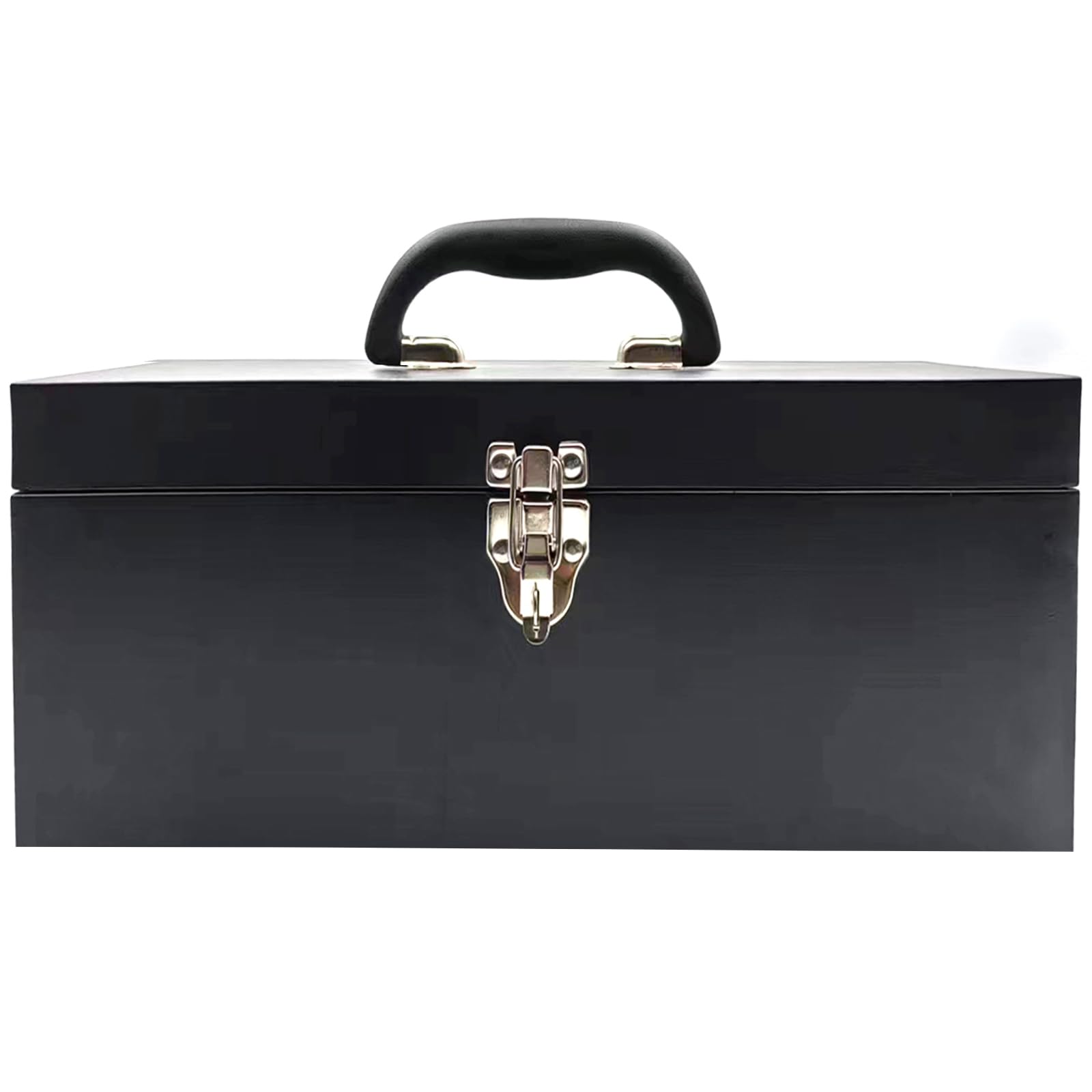 Photo 1 of **THE LOCK IS BROKEN** Small Tool Box Mini Toolbox Small Metal Tool Box 16" Portable Metal Toolbox with Latch Closure for Basic Tool Kits or Craft Storage Black            