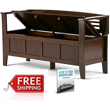 Amazon Com Rustic Wooden Storage Bench White Seat For Entryway