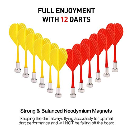 Gahoroy Magnetic Dart Board for Kids, Indoor Outdoor Board Games Set, Kids Toys Gift for Boys Girls Age 5 6 7 8 9 10 11 12 13 14 15 16 Years Old (Black, 15")