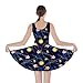 CowCow Womens Navy Space with Cute Rocket Skater Dress, Navy - L