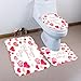 Makaor Bathroom Rugs Set of 3, Ocean Beach Style Non Slip Washable Bath Shower Mat, Contour Mat & Toilet Lid Cover,Flannel Soft & Quick Dry,Super Absorbent Rug (J, Size:A)