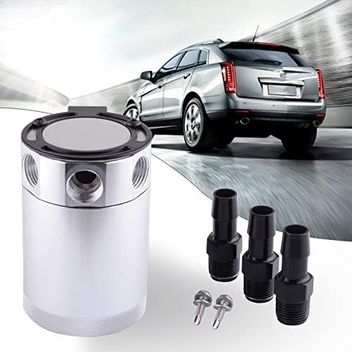 ESPEEDER Compact Baffled 3 Port Oil Catch Can Tank Universal Aluminum Air Oil Separator Silver