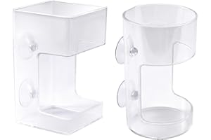 2pcs Fish Feeder for Aquarium, Transparent Fish Tank Dish Tray with Suction Cup Floating & Sinking Food Container Holder Disp