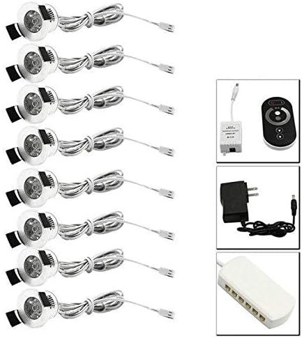 EU Plug Nature White Spot LED Dimmable Under Cabinet Lights 12V Mini 1.5W 27mm Cut Hole Silvery Remote Control Ceiling Recessed Downlights Size Dimmable 8 lamp Set - Wattage - EU Plug Nature White