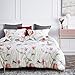 Wake In Cloud - Floral Duvet Cover Set, 100% Cotton Bedding, Botanical Flowers and Birds Pattern Printed, with Zipper Closure (3pcs, Twin Size).