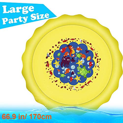 Candywe Splash Pad Kids Toys, 68" Sprinkle and Splash Play Mat Pad Toy for Children Infants Toddlers Boys Girls and Kids,Water Toys for Summer Fun Backyard Water Play Mat Outside Toys for Kids