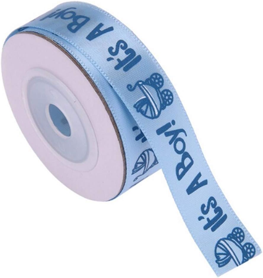 LnLyin It's A Girl/Boy Satin Ribbon, Polyester Ribbons for Fabric Arts and Crafts, Bows, Wedding, Birthday Cake and Home Decoration ,Blue Boy