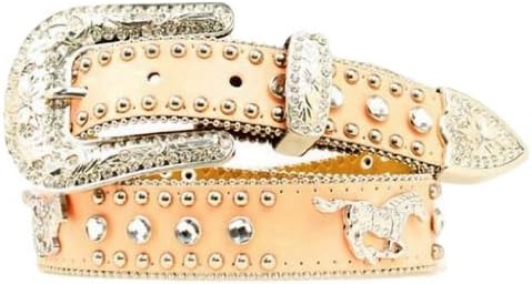 Nocona Girl's Running Horse Conchos Belt, Pink, 22