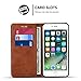 FLY HAWK iPhone 6/6S Leather Wallet Phone Case iPhone Case with Card Holder Kickstand Protective Flip Cover Brown Cover
