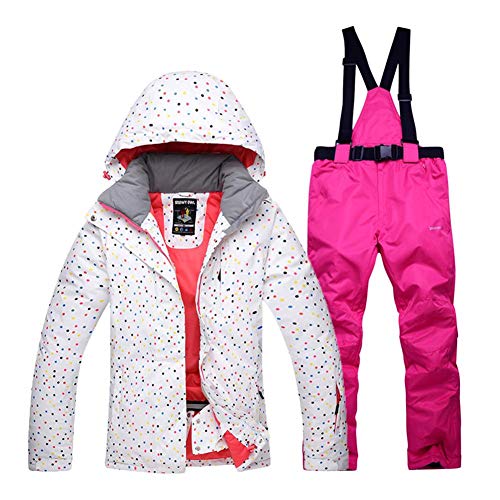 Redcolorful Outdoor Ski Suit,Women Windproof Waterproof Wear-Resistant Warm Breathable Warm Snowsuit Hooded Ski Jacket + Pants