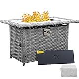 60000 BTU Wicker Gas Fire Pit Outdoor Fire Pit