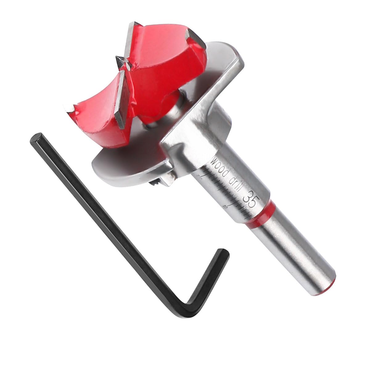 flintronic Forstner Drill Bit, 35mm Adjustable Positioning Drill Bit Set, Cemented Carbide Woodworking Hole Saw with Depth Stoper (Depth Range 10~40mm) Making Wood Hole Quickly&Precisely