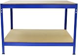 Monster Shop Workbench Garage Table 2 Shelves 90x100x60cm Blue Heavy Duty view 3
