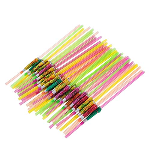 Bilipala Umbrella Parasol Drinking Straws, Hawaiian Beach Cocktail Luau Party Decorations Supplies,Pack of 96
