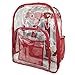 K-Cliffs Clear Backpack Heavy Duty Student Bookbag Large Durable See Through School Bag Quality Transparent PVC Travel Security Workbag Red