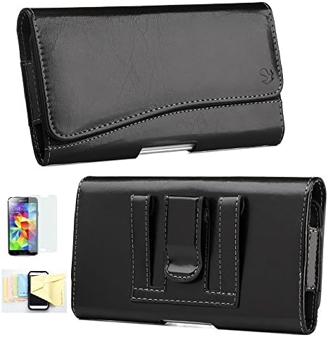 For Apple iPhone 7 Horizontal PU Leather Case Pouch Holster with Magnetic Closure Belt Clip,Belt Loops Momiji [Screen Guard] Protector, Cleaning Cloth (Black)