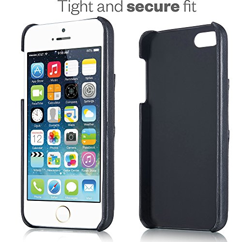 KAVAJ iPhone SE/5S/5 Case Cover Leather Tokyo Black - Genuine Leather Back Cover with Business Card Holder. Slim Fit Back Cover As Premium Accessory for The Original Apple iPhone Doubles As A Wallet
