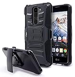 LG K7 Case,LG Tribute 5 Case, Nagebee - High Impact Resistant Black Dual Layer Armor Holster With Locking Belt Clip Defender Full Body Protective Hybrid Armor Case (Holster Black)
