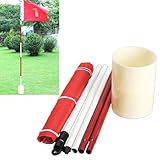 77tech Backyard Practice Golf Hole Pole Cup Flag Stick, 5 Section golf Putting Green Flag Stick Cup