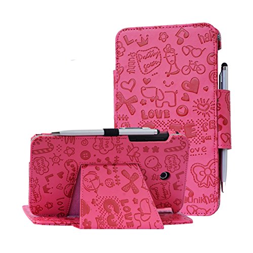 AT&T ASUS MeMo Pad 7 LTE case, i-UniK CASE for AT&T ASUS MeMo Pad 7 LTE GoPhone Prepaid Wal-Mart (6725A/ME375CL) Tablet PC Support Auto Sleep Awake Function [Bonus Stylus] (Cute Pink)