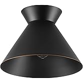 Globe Electric 1-Light Flush Mount Ceiling Light, Matte Black, Bronze Trim on Shade and Canopy, Accent, Kitchen, Home Improve
