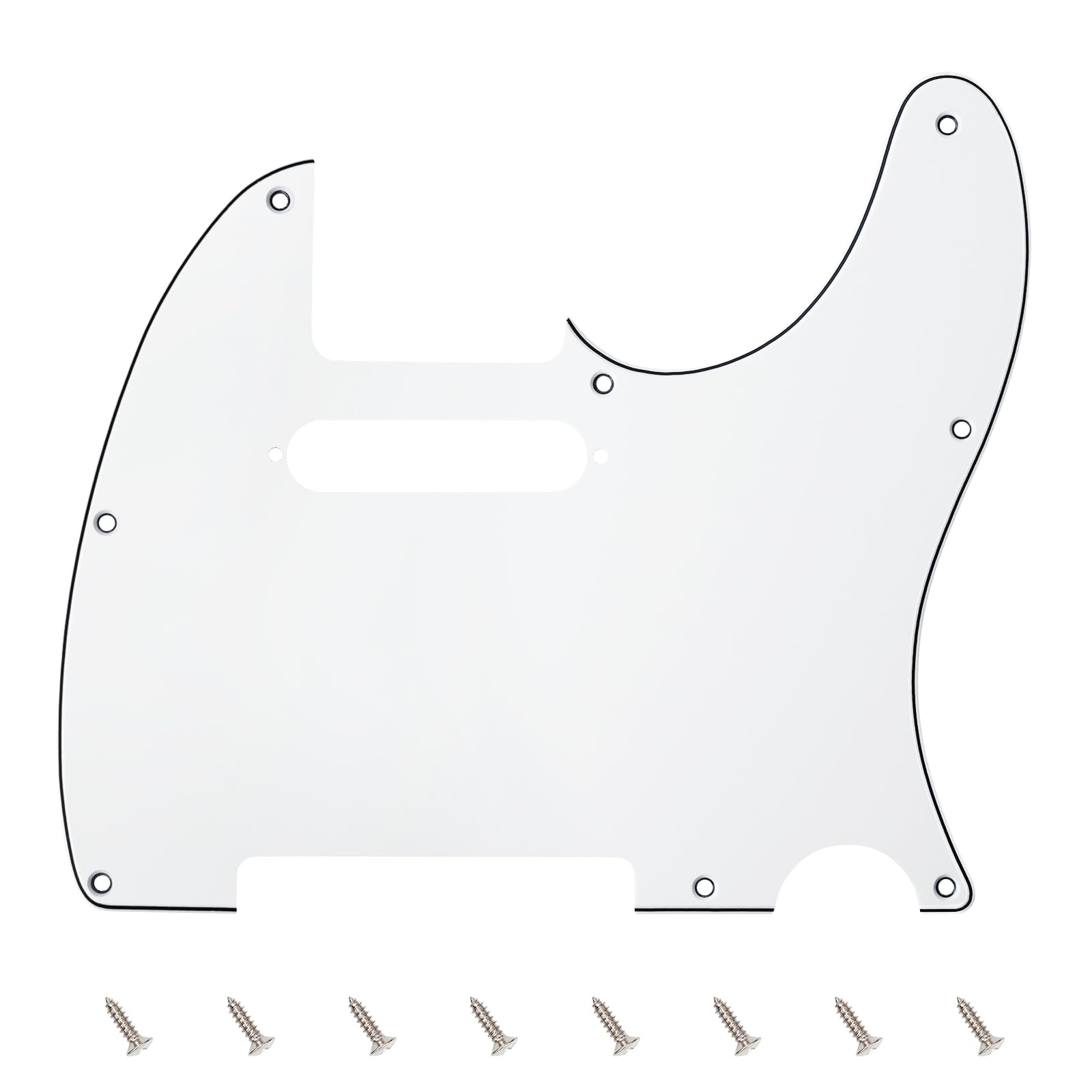 Banworks 3 Ply Tele Pickguard 8-Hole Electric Guitar Pickguard Scratch Plate for USA/Mexican Modern Style Standard Tele Telecaster JT/HB-03 White