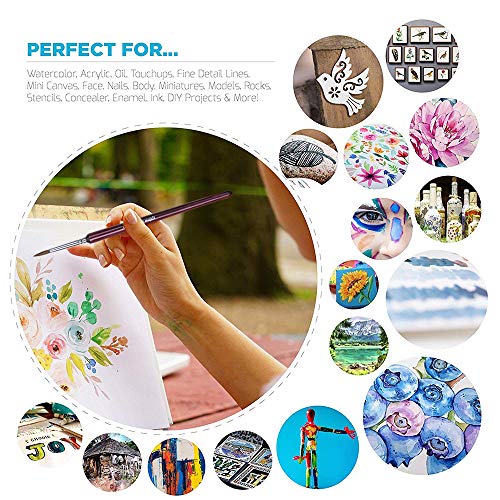 6Pcs Weasel Finest Detail Paint Brush 6pcs/Set, Miniature Art Brushes Fine Liner Round for Watercolor Oil Acrylic, Craft Models Rock Painting & Paint by Number