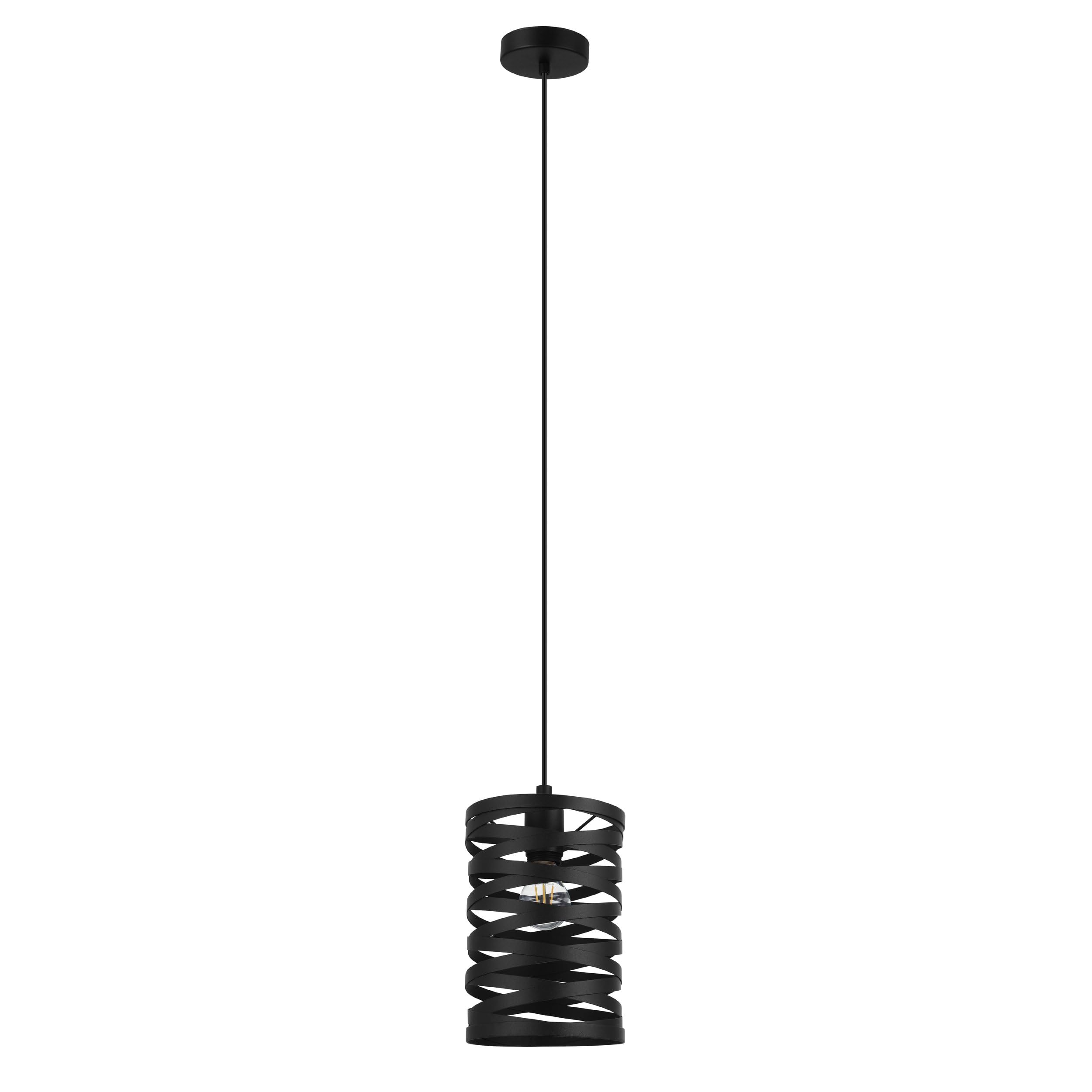 EGLO Cremella Pendant Light, 1-Bulb Pendant Lamp, Vintage, Industrial, Steel Pendant Light in Black, Dining Table Lamp, Living Room Lamp, Hanging with E27 Socket, Diameter 18 cm