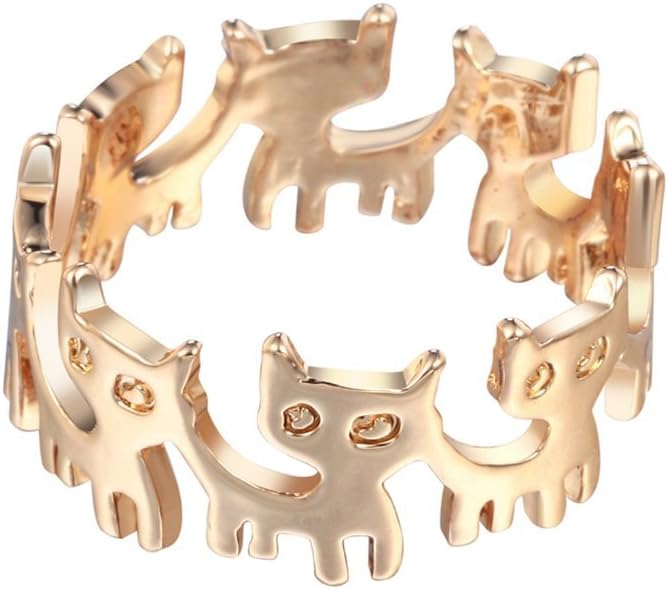 YICAIHUI Trendy Cute Animal Ring Round Cat Ring for Women Party Gift Punk Vintage Animal Cat Rings Wedding
