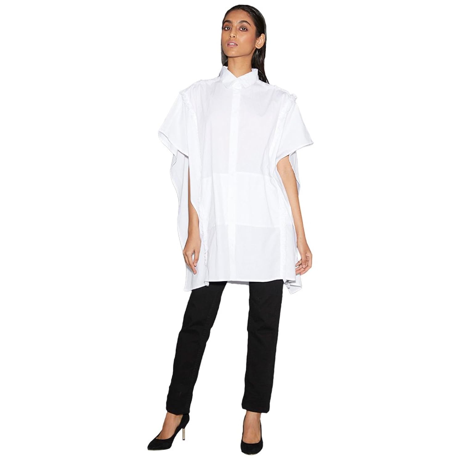 rheson women's raw crop woven top