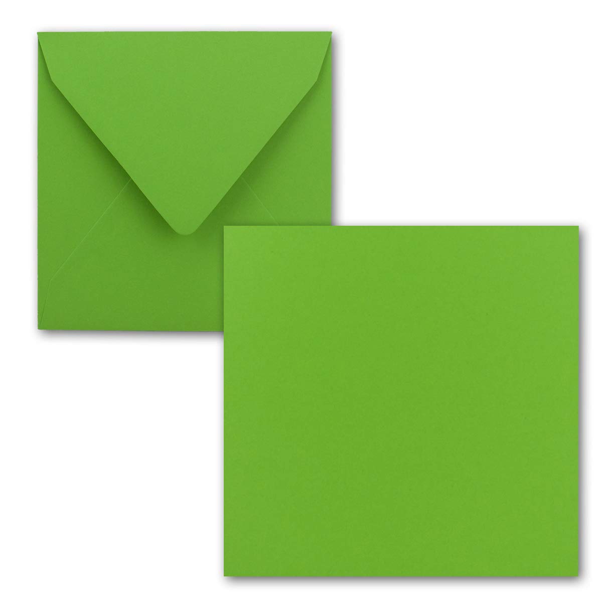 FarbenFroh® by Gustav Neuser® Pack of 25 Simple Square Cards 15 x 15 cm with Envelopes in Light Green for Greeting Cards etc.