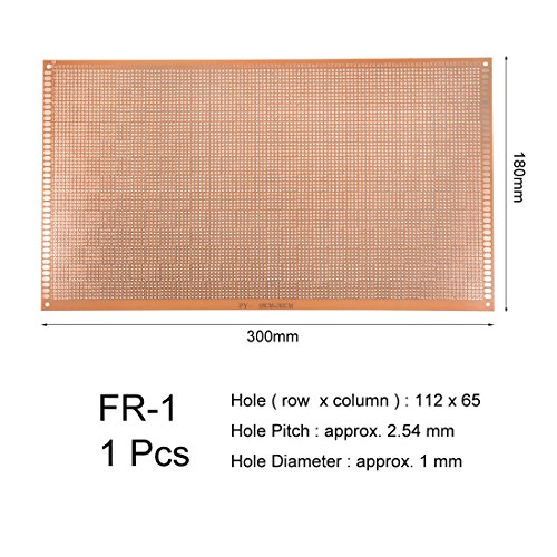 uxcell 18x30cm Single Sided Universal Paper Printed Circuit Board Thickness 1.6mm for DIY Soldering Brown 1pcs