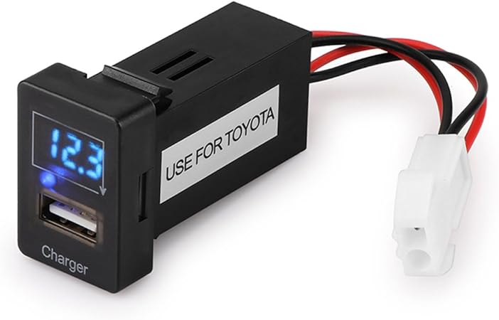 Amazon Polarlander Usb車のpdaのdvrの充電器アダプター2 1a Dc 12v電圧計付きforトヨタ車系 シガーソケット 充電器 車 バイク