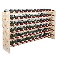 Smartxchoices Stackable Modular Wine Rack Wine Storage Stand Wooden Wine Holder Display Shelves, Wobble-Free, Solid Wood, (Six-Tier, 72 Bottle Capacity) (Wood) (72 Bottle)