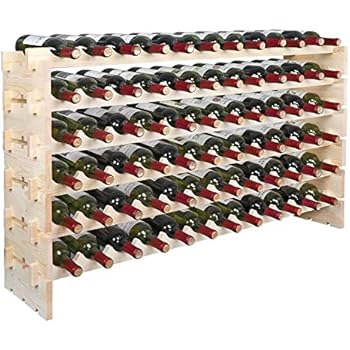 Smartxchoices Stackable Modular Wine Rack Wine Storage Stand Wooden Wine Holder Display Shelves, Wobble-Free, Solid Wood, (Six-Tier, 72 Bottle Capacity) (Wood) (72 Bottle)