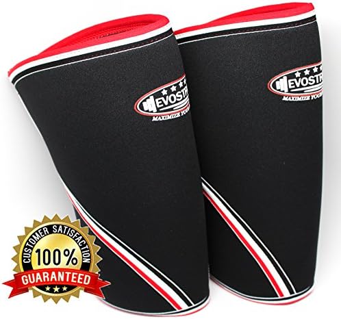 EVOSTROM FITNESS Compression Knee Sleeves / Brace - One Pair of 7 mm Neoprene Knee Support & Compression for Weightlifting, Squatting, Powerlifting, Box Jumps (X-Large)